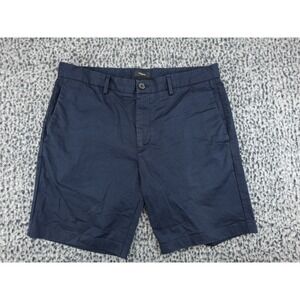 Theory Chino Shorts Mens 34 Navy Blue Flat Front Cotton Blend Casual Summer